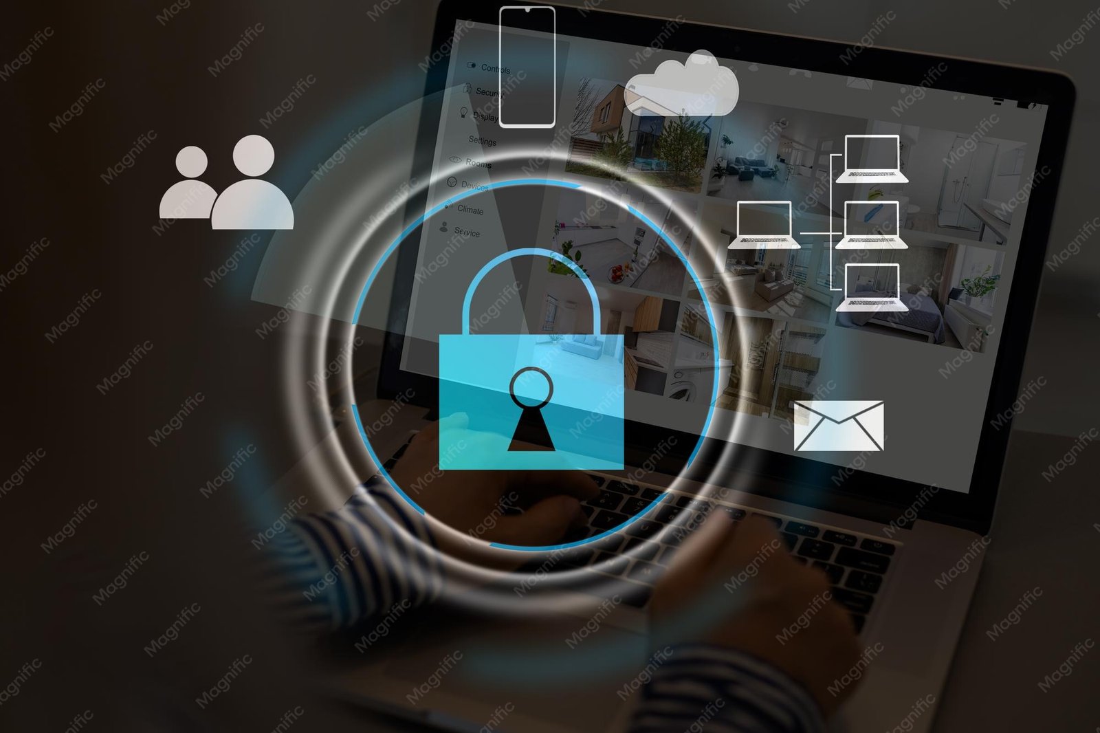 Laptop security and data privacy concept for safe AI use